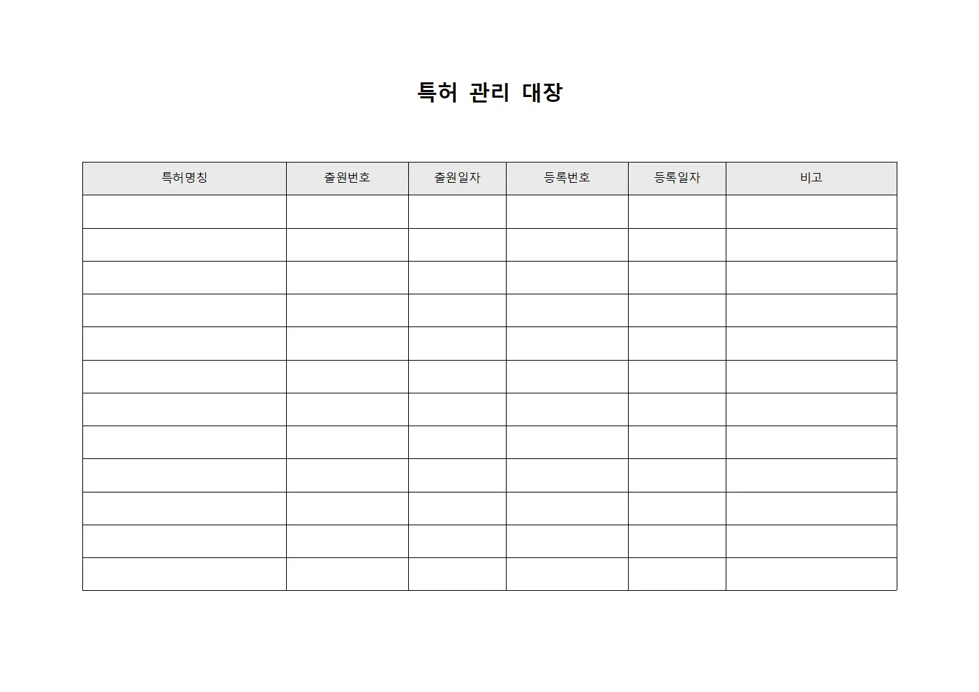 특허 관리 대장