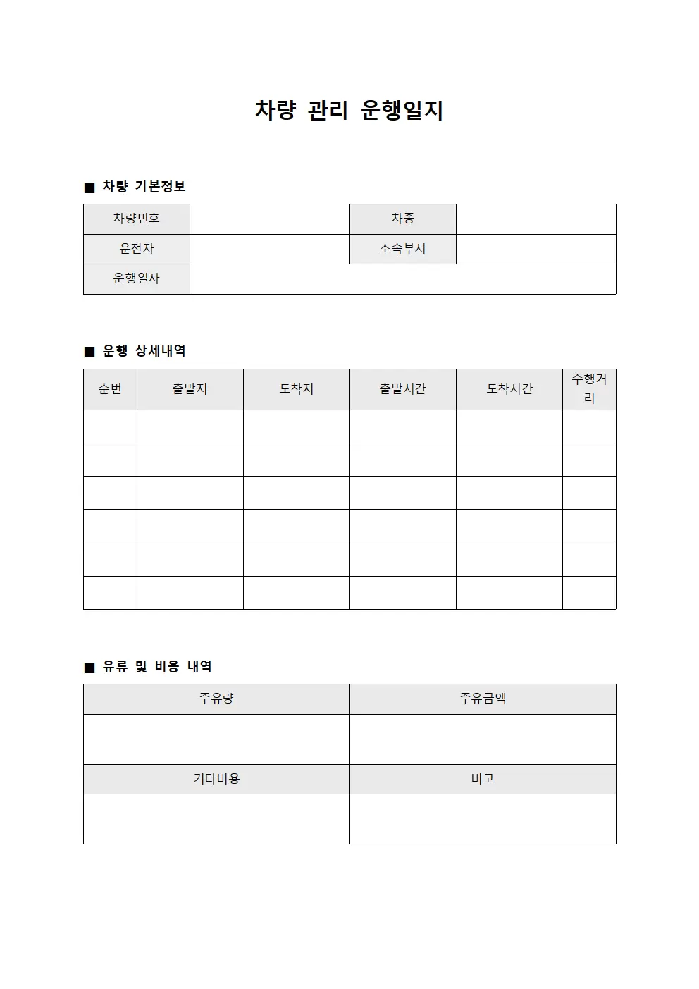 차량관리운행일지 (운영현황판)