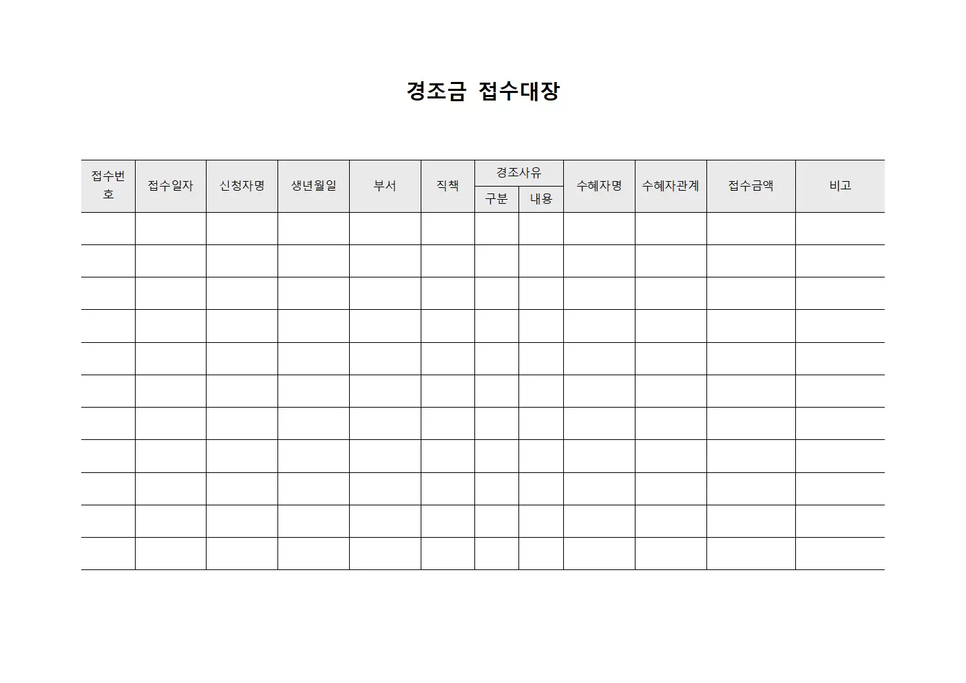 전사원복지기금 경조금접수대장