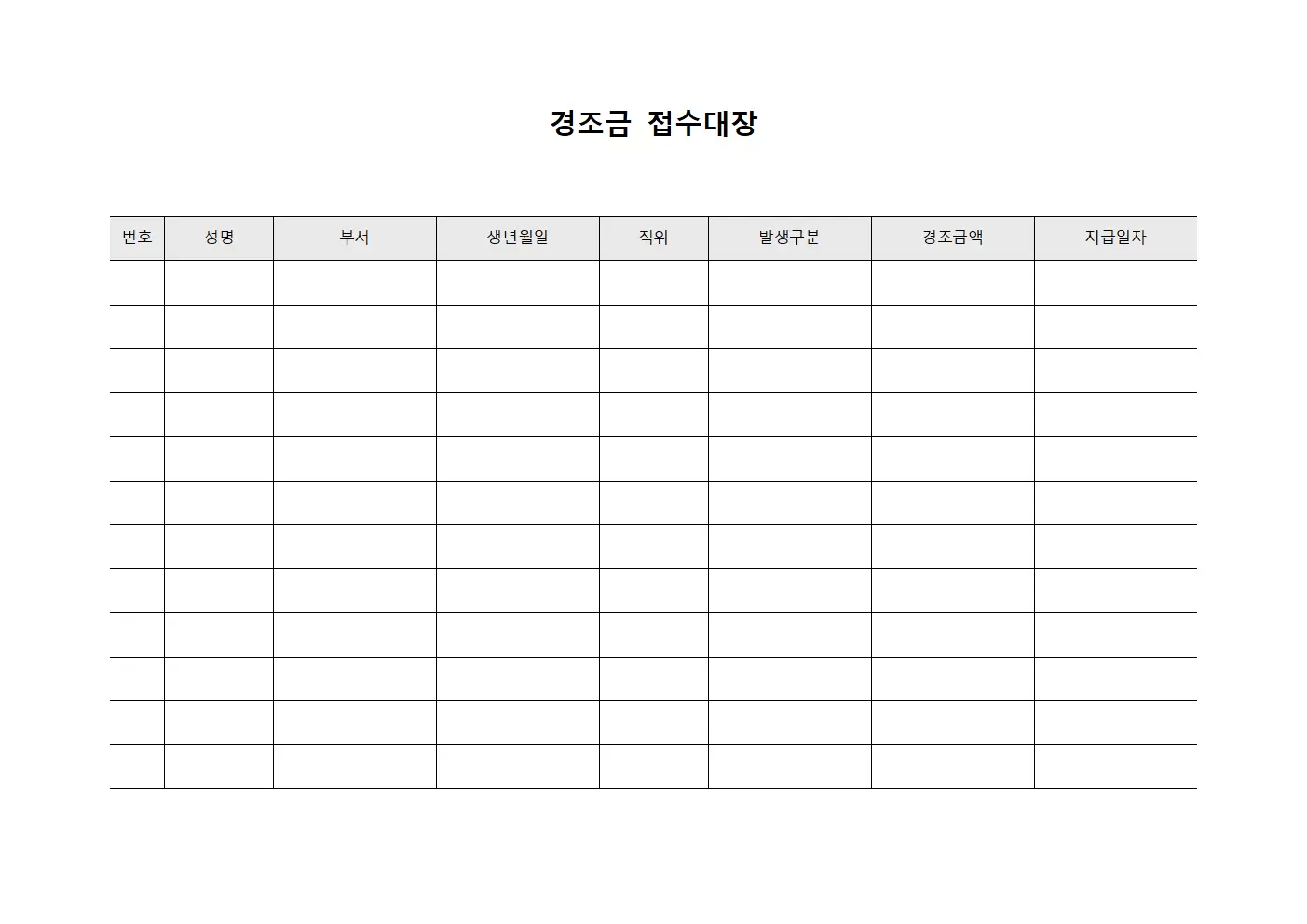 경조금접수대장 (직종별경축금 현황)