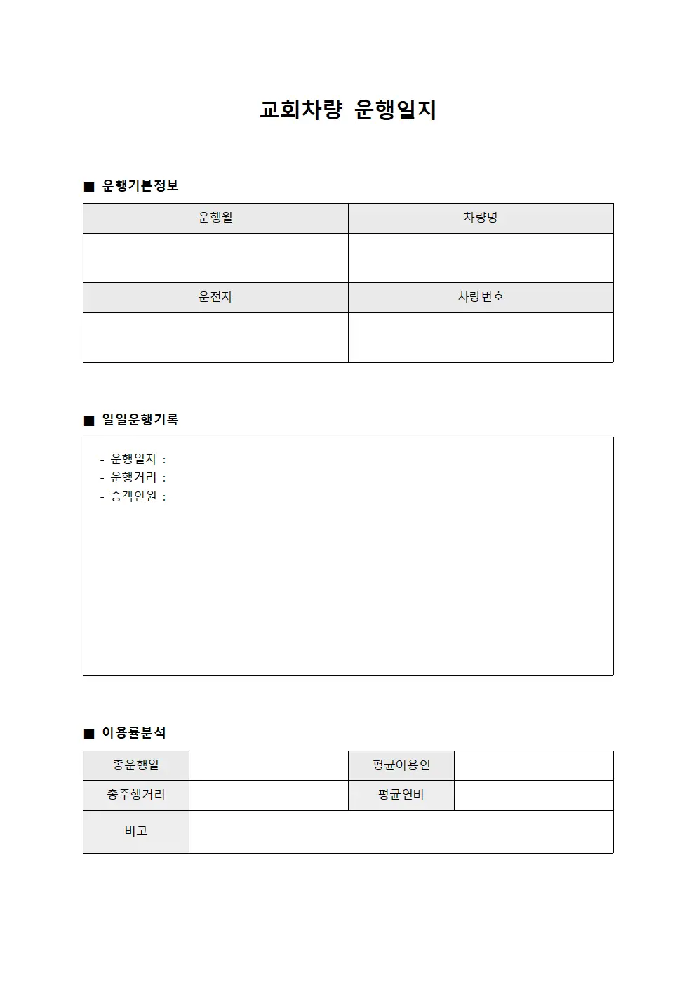 월별 차량 운행일지 이용률 분석