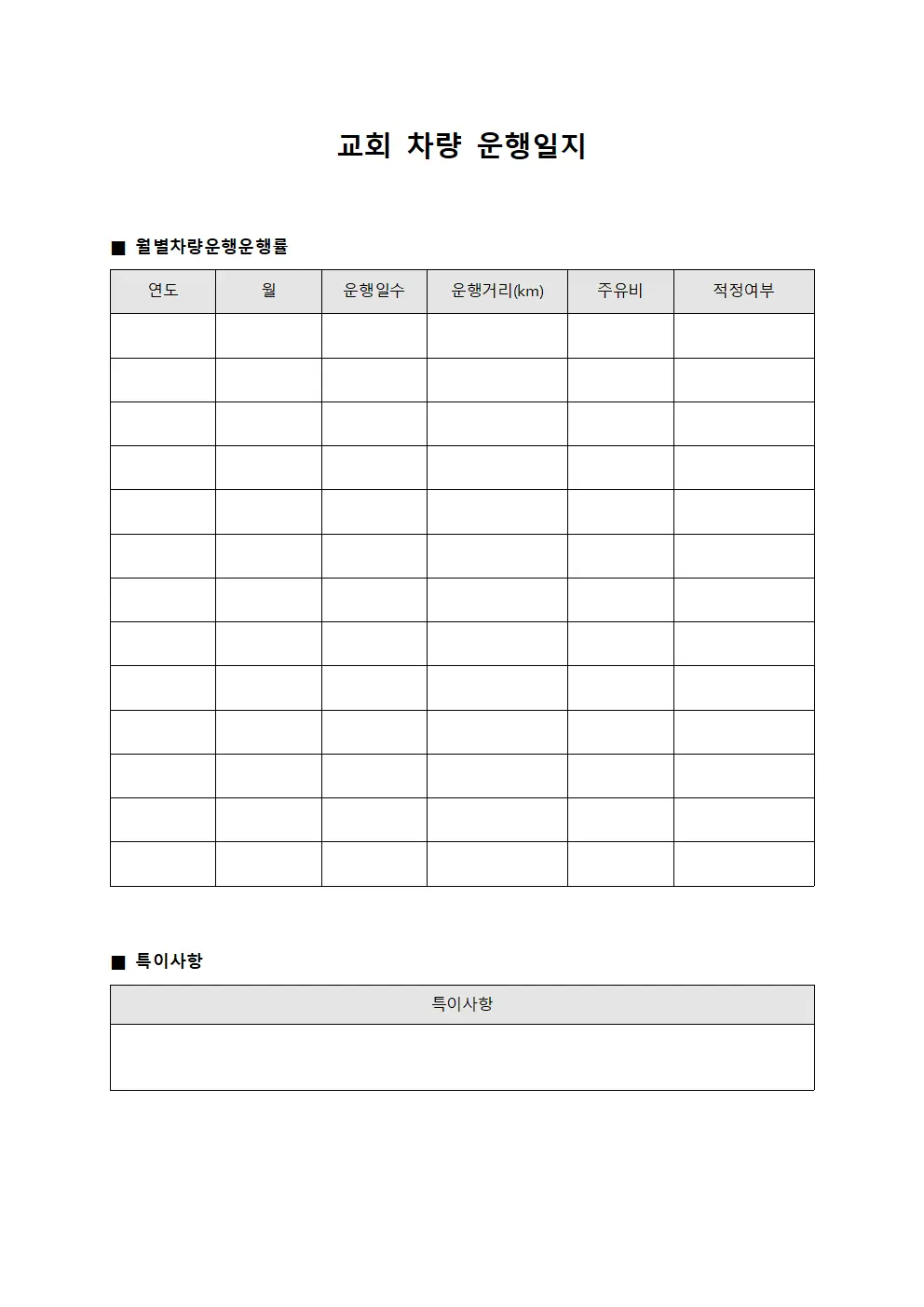 월별 차량 운행일지 운행률 통계