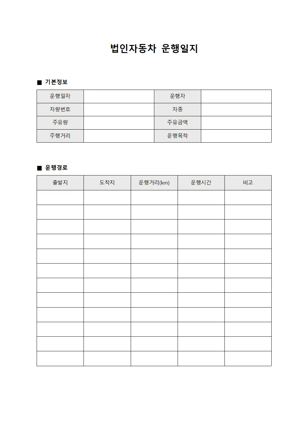 운행 차량 운행일지 운영현황