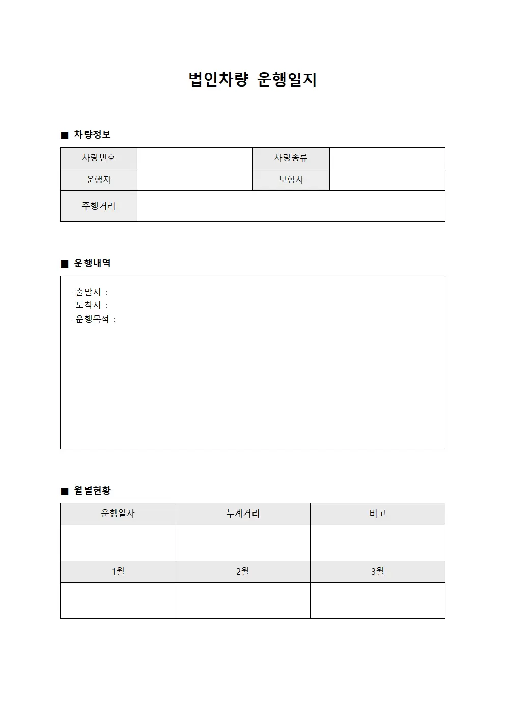 법인차량운행일지 연간운영현황