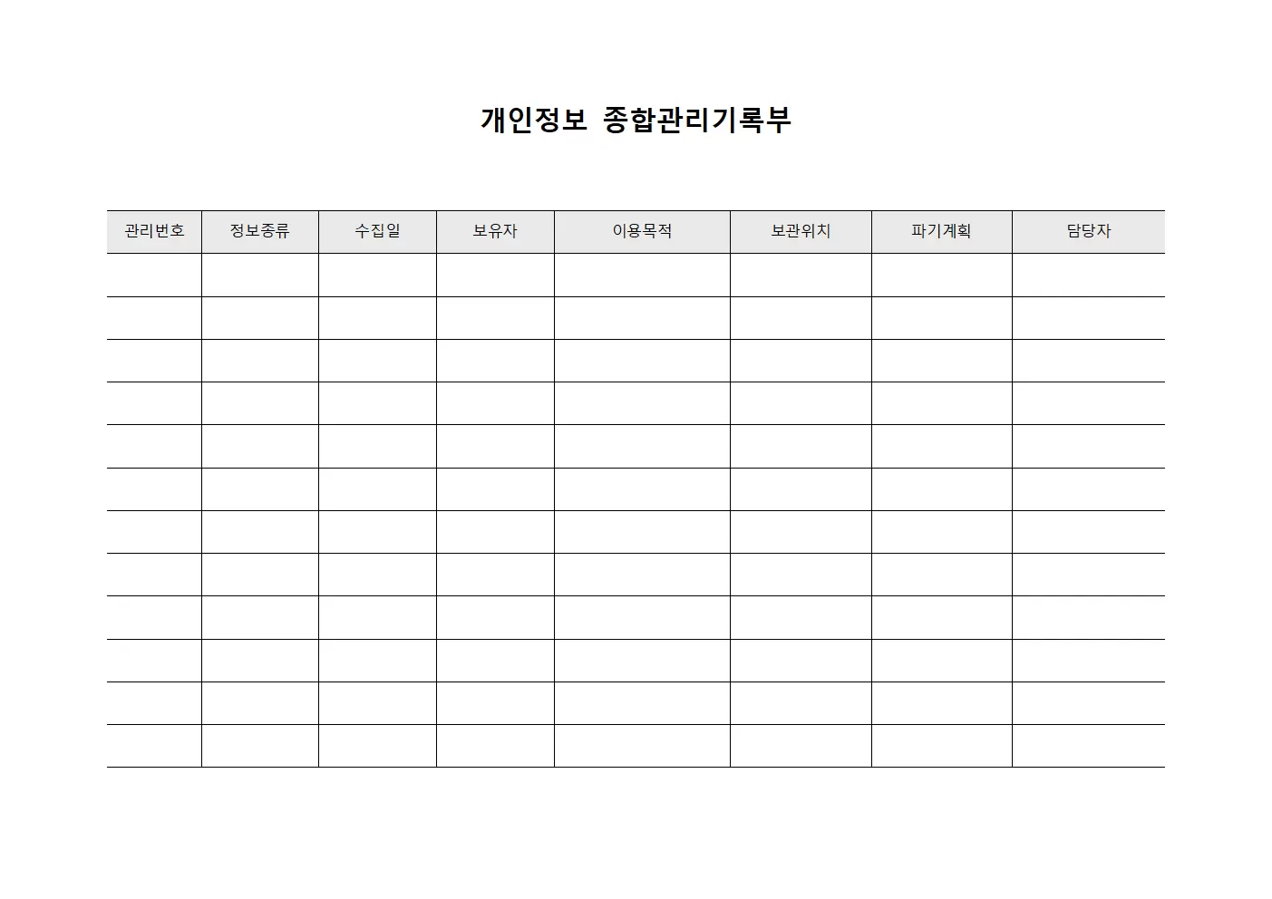 개인정보 종합관리기록부
