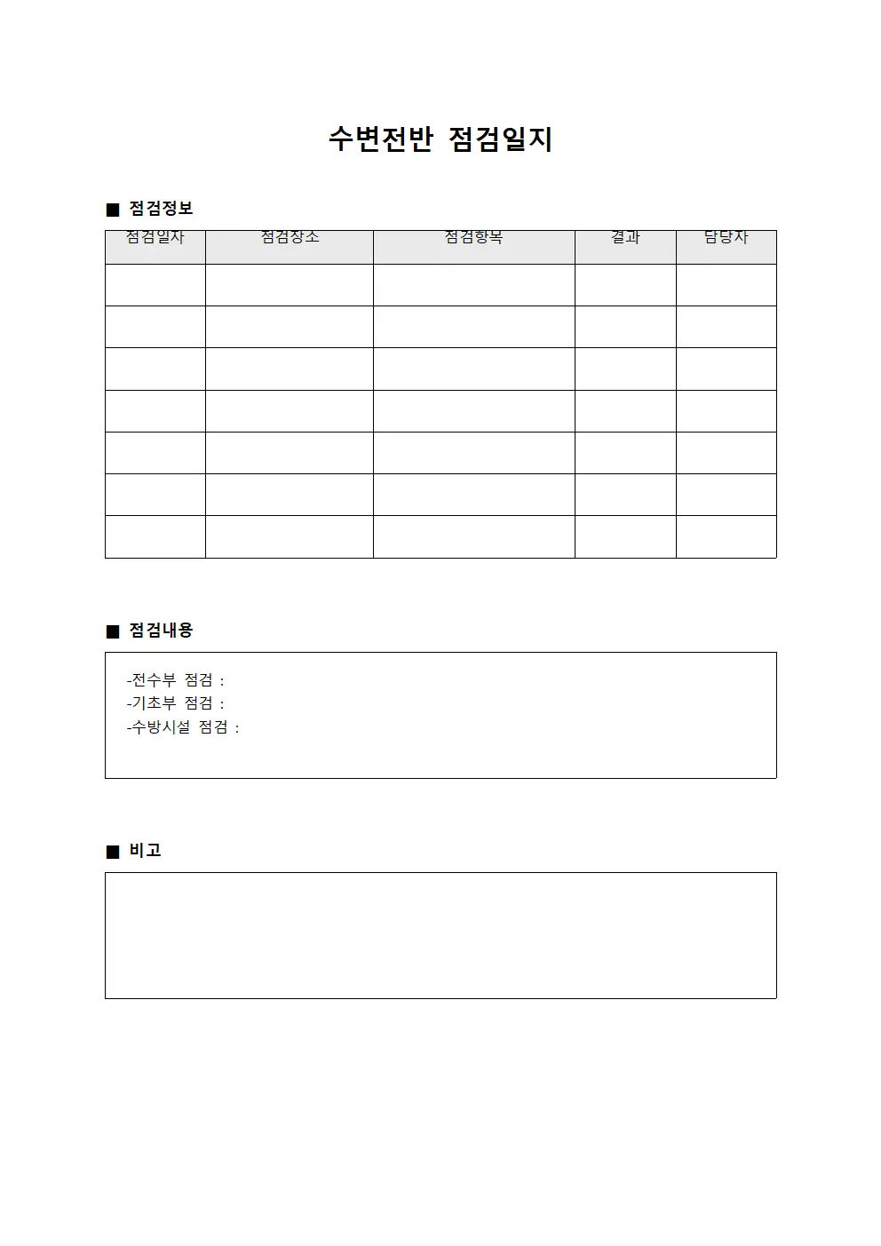 수변전반점검일지 (주기적통합점검)