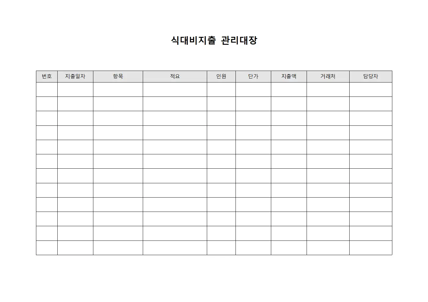 식대비지출관리대장 (조직운영비집행내역)