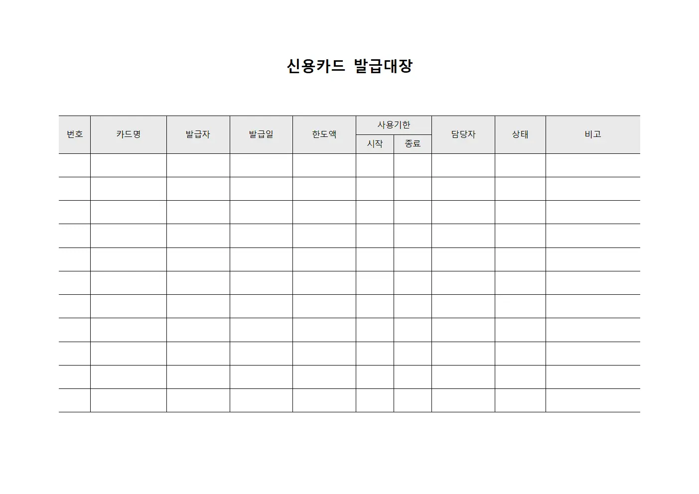 신용카드발급대장 - 조직운영 현황