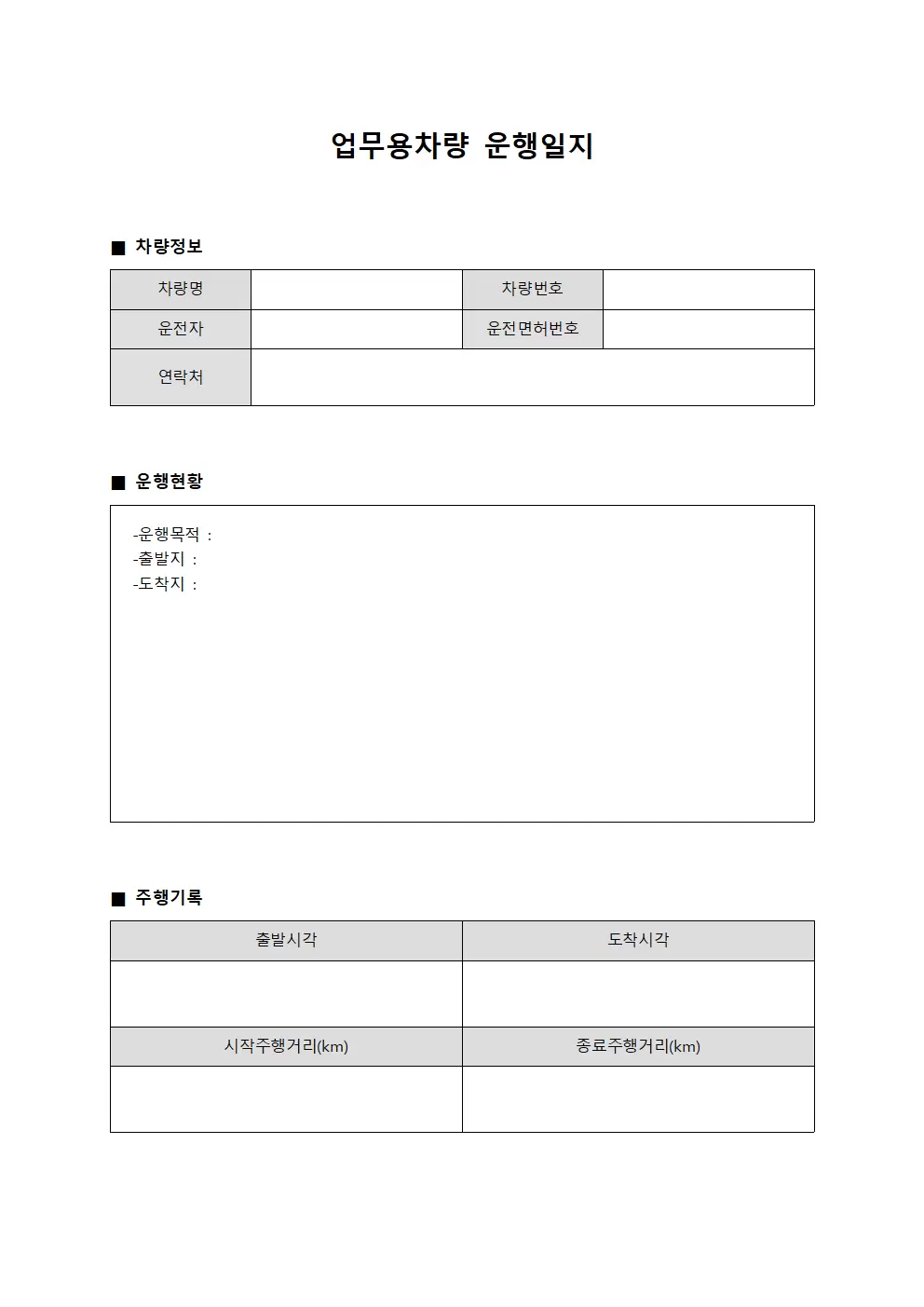 업무용차량운행일지 (운영현황)