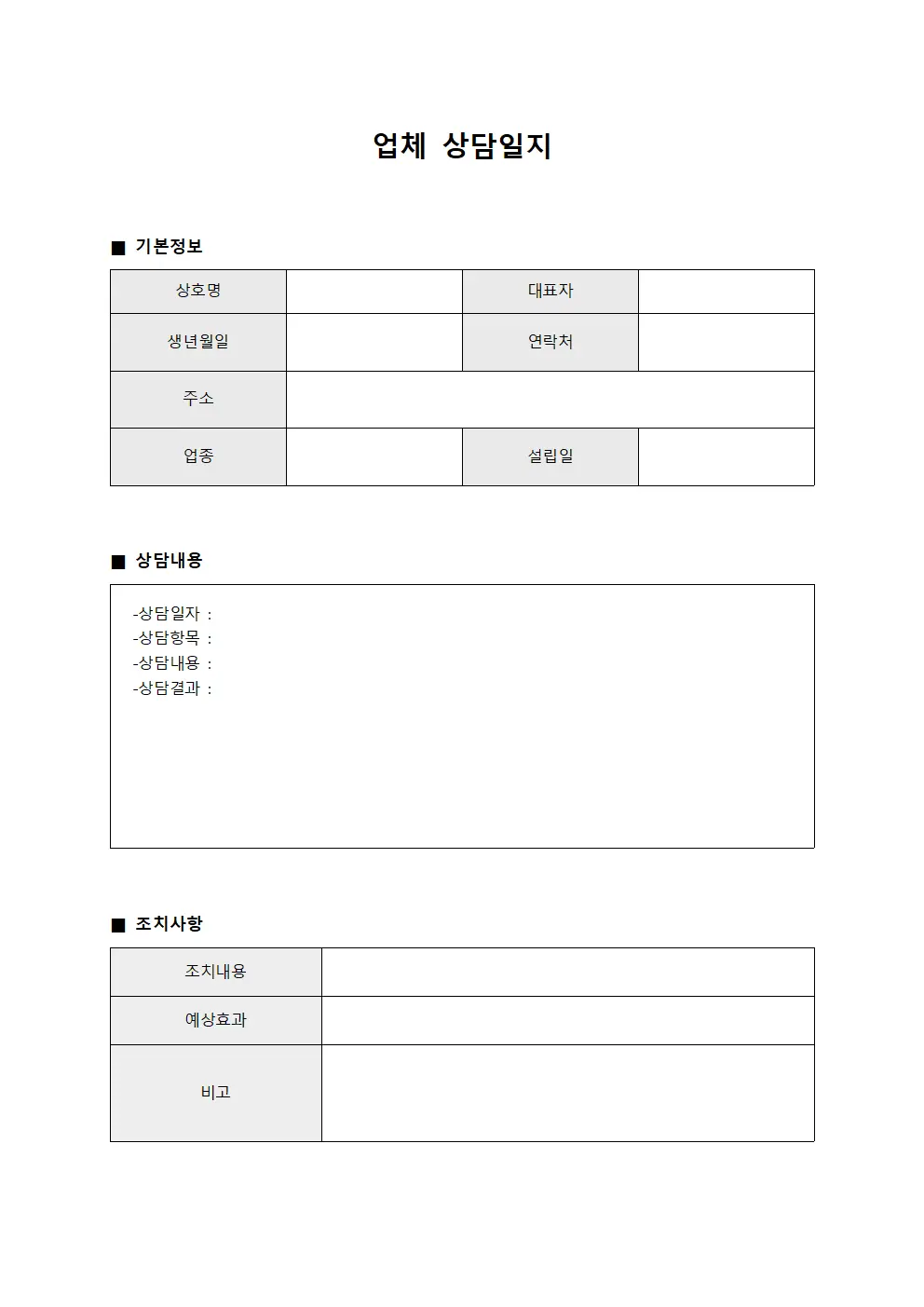 업체상담일지 (가맹점 운영현황)