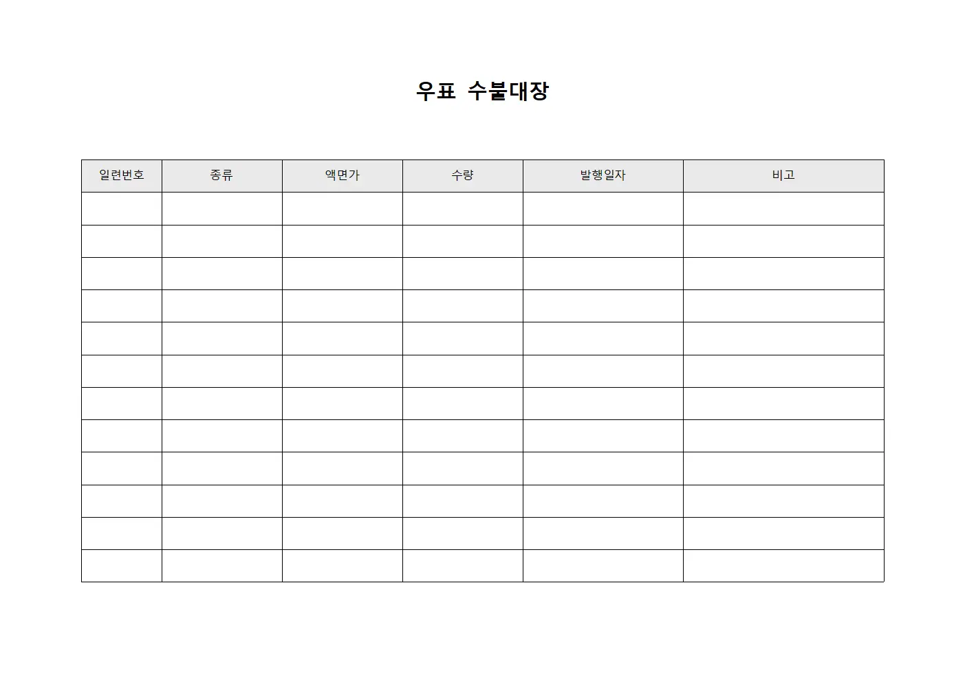 년간물품수불현황 우표수불대장