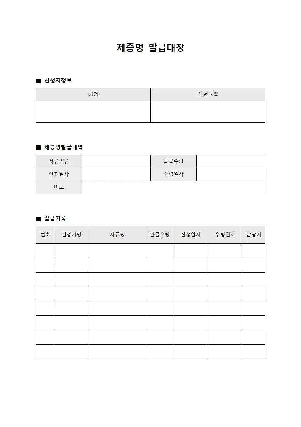 제증명발급대장 - 운영현황