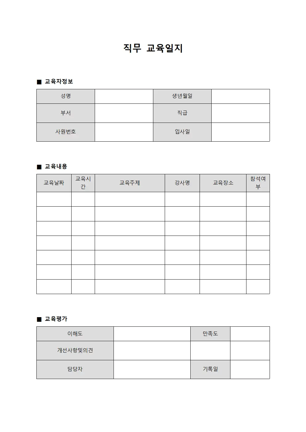직무교육일지 (보상제도운영)
