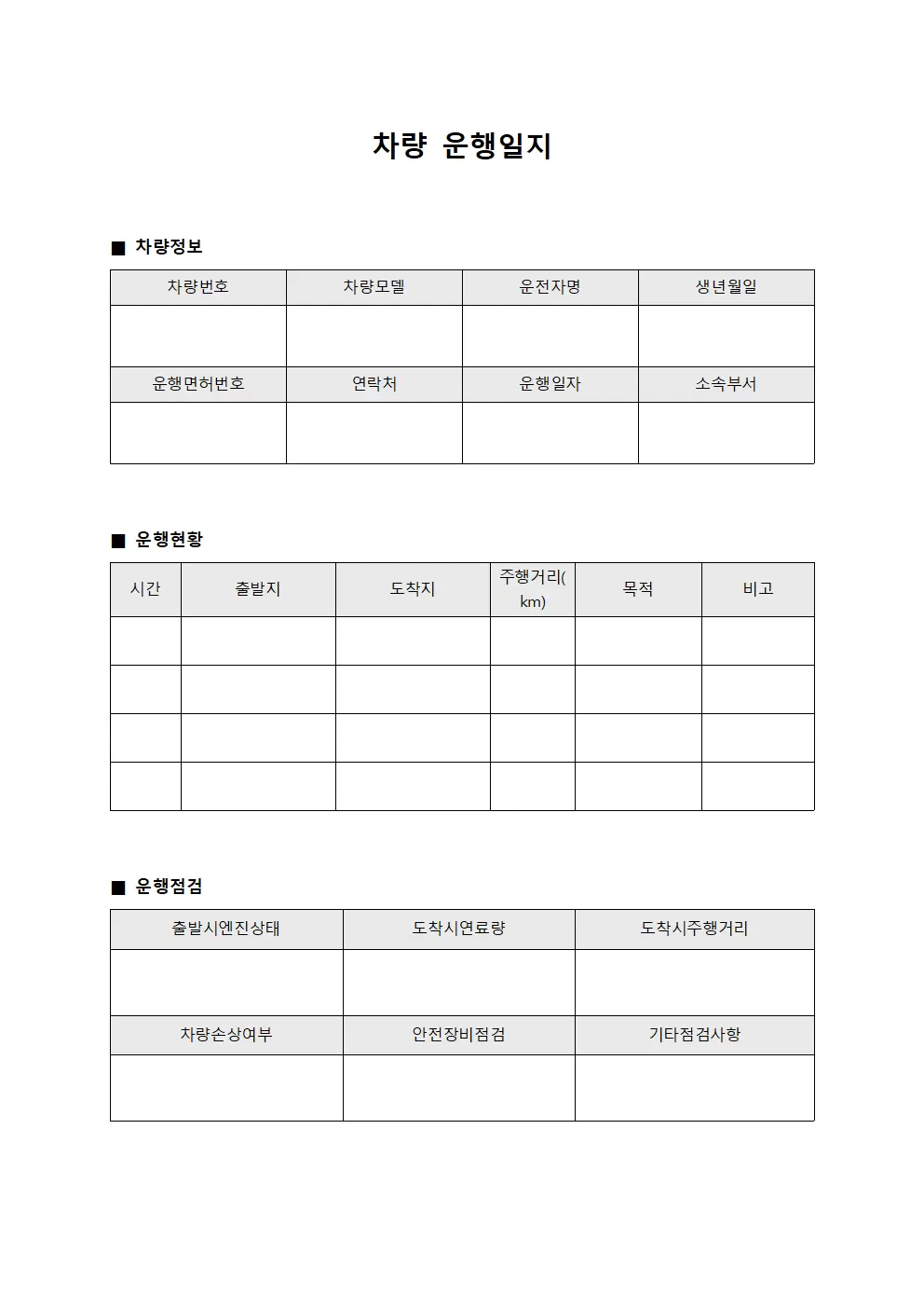 차량운행일지 (종합현황판)