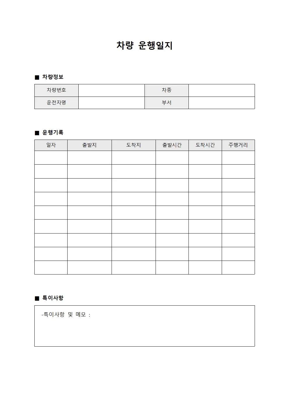 차량운행일지 - 운영현황보고서