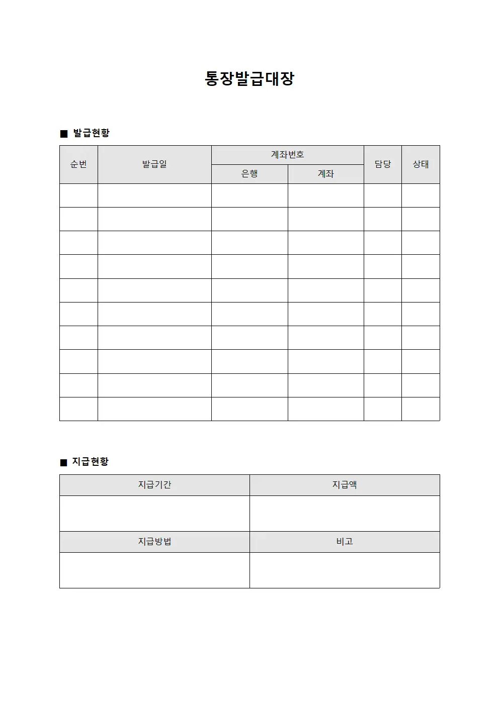 통장발급대장 (조직운영비지급 현황)
