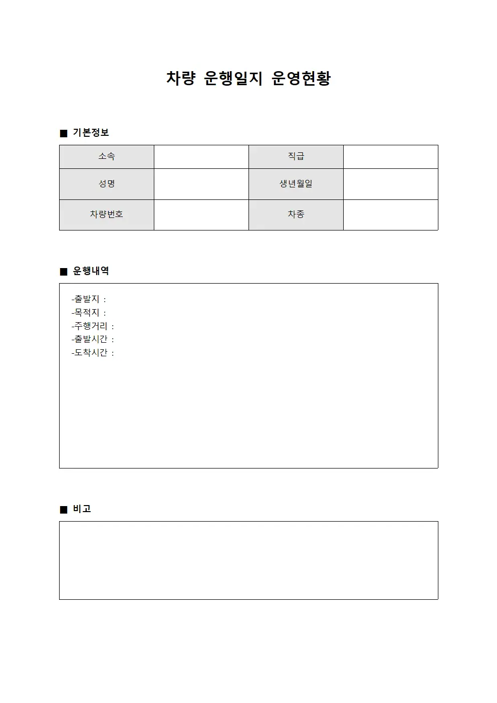 차량운행일지 운영현황