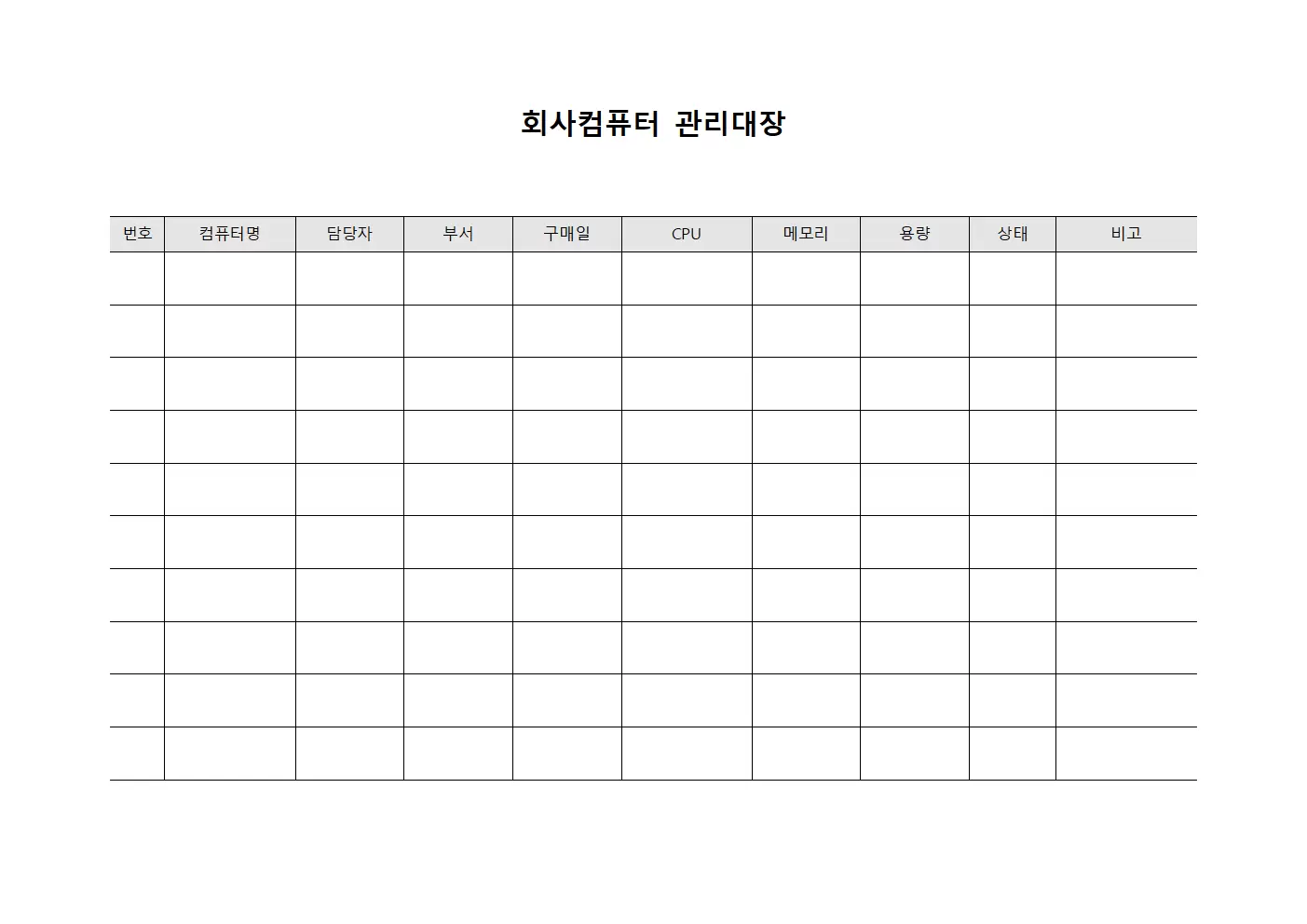 회사컴퓨터관리대장 (기술자산운영현황)