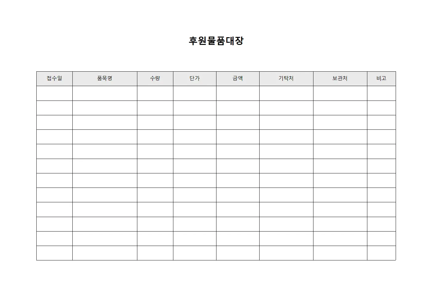 후원물품대장 (기탁물품 운영 관리)