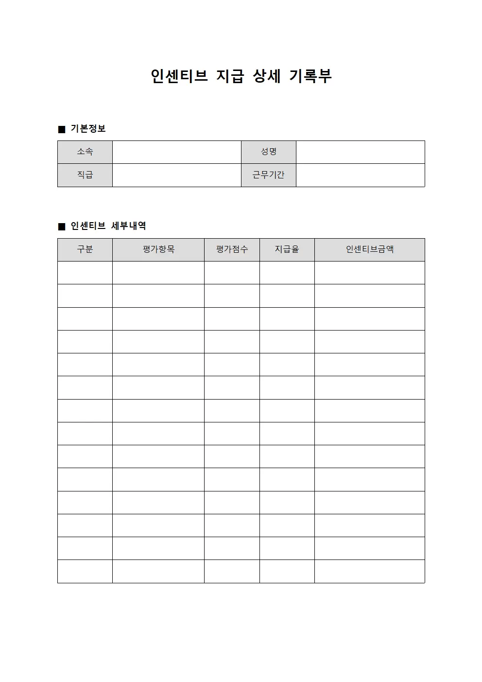 인센티브 지급 상세 기록부