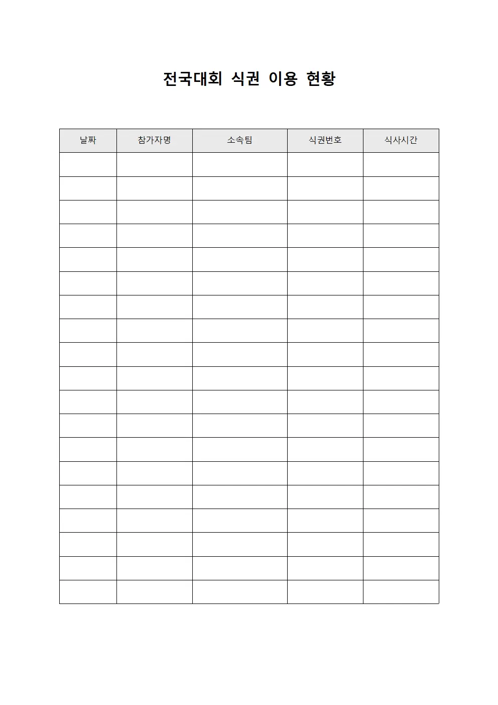 전국대회 식권 이용 현황