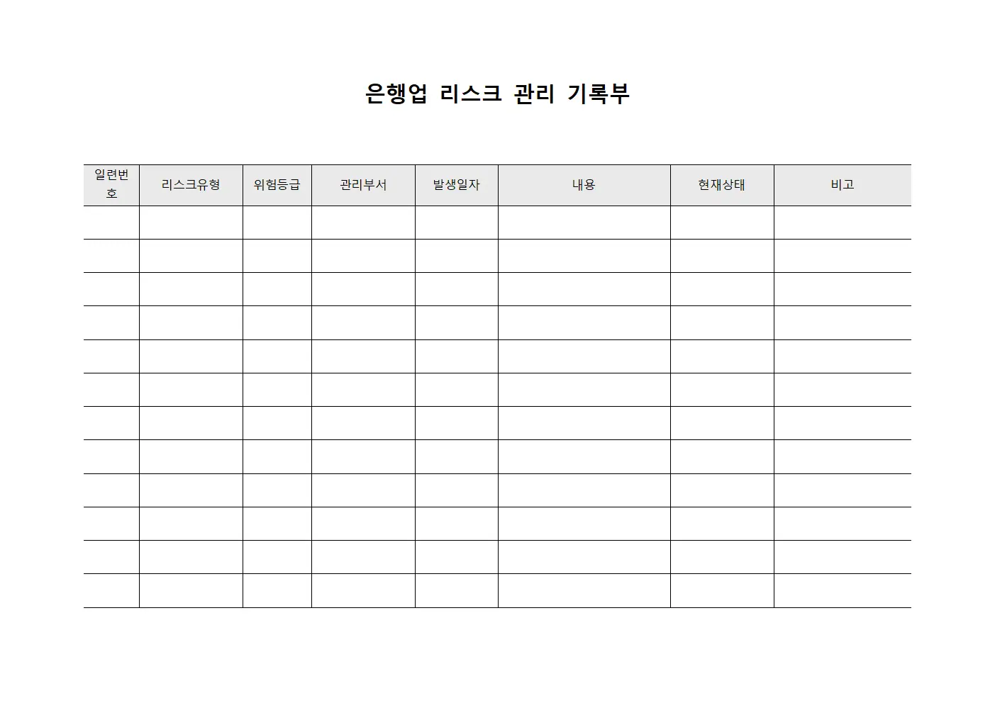 은행업 리스크 관리 기록부