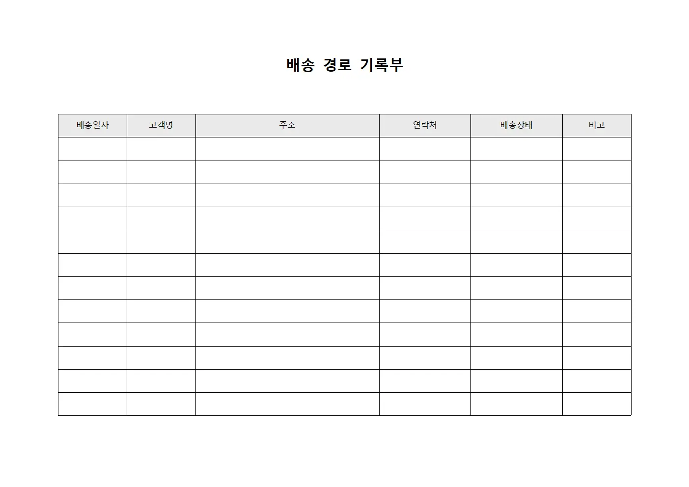 배송 경로 기록부