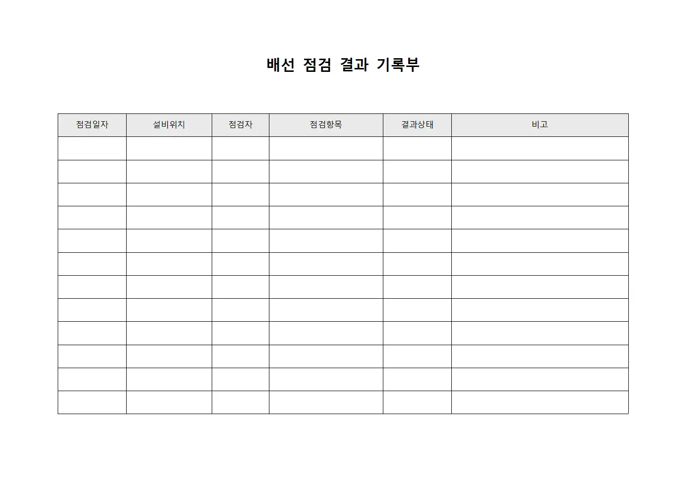 배선 점검 결과 기록부 문서서식