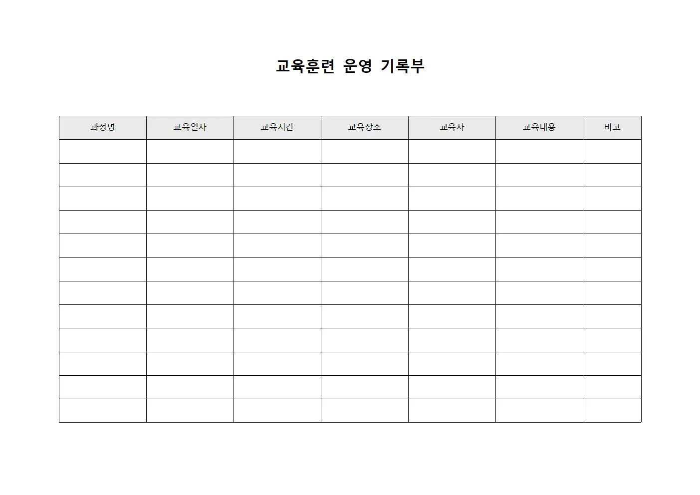 교육훈련 운영 기록부
