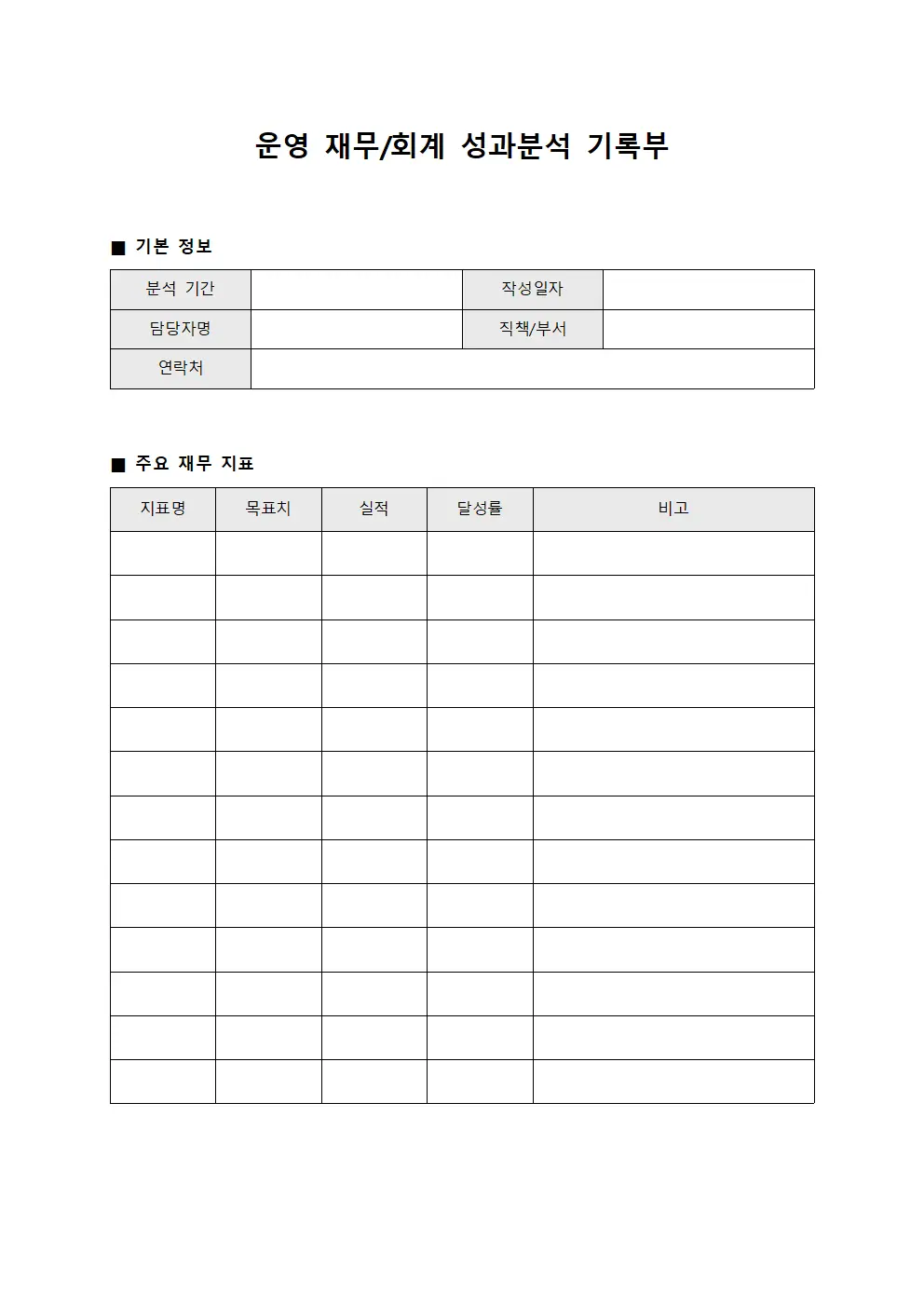운영 재무/회계 성과분석 기록부