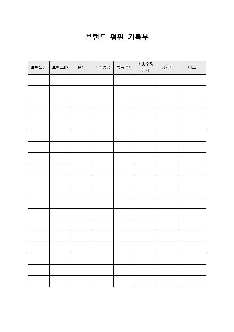 브랜드 평판 기록부
