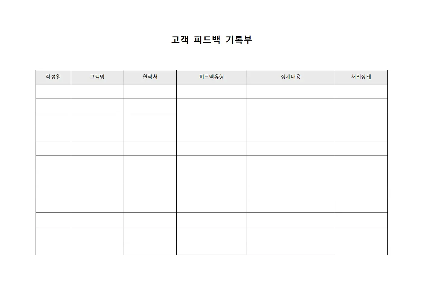 고객 피드백 기록부