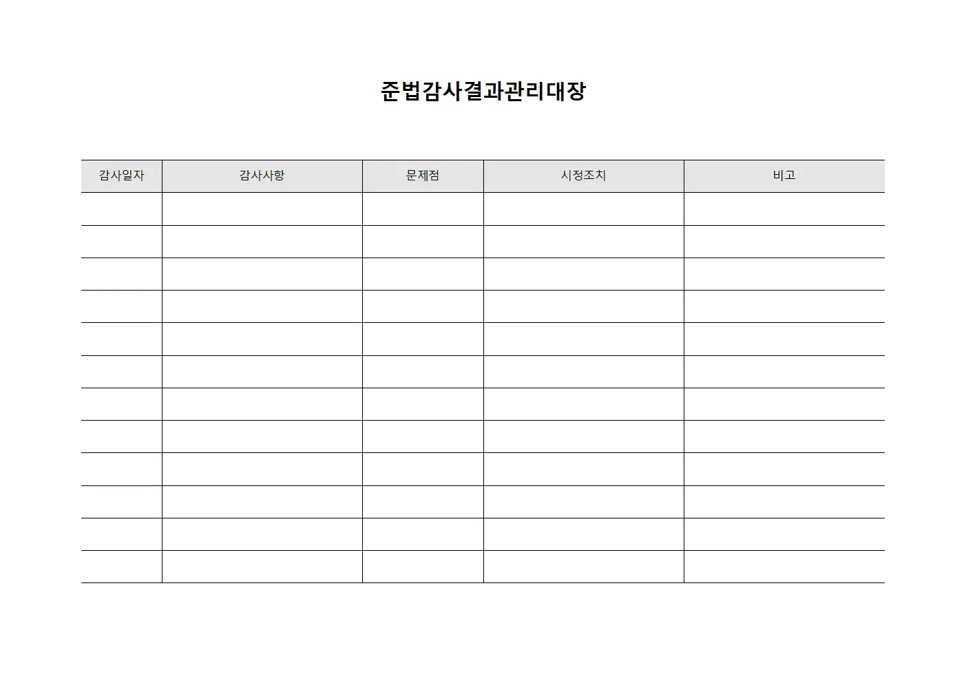 준법감사결과관리대장