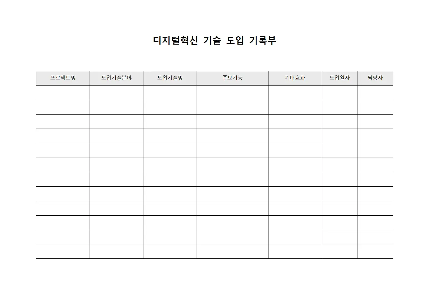 디지털혁신 기술 도입 기록부