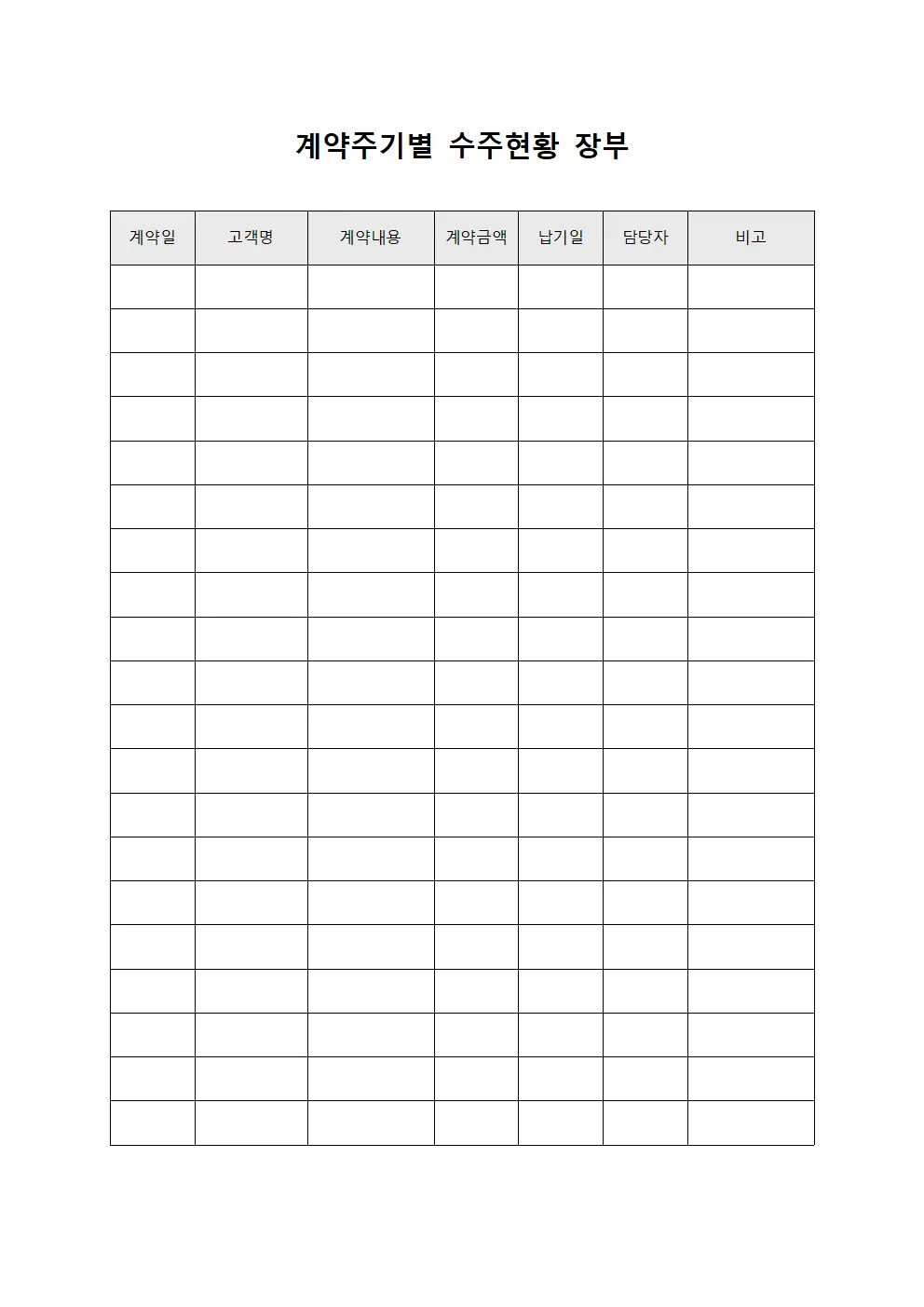 계약주기별 수주현황 장부