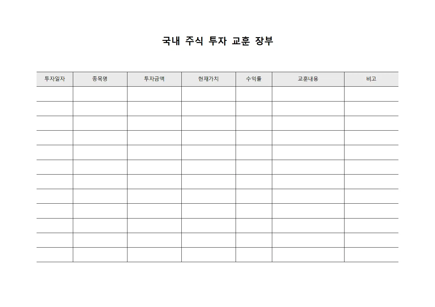 국내 주식 투자 교훈 장부