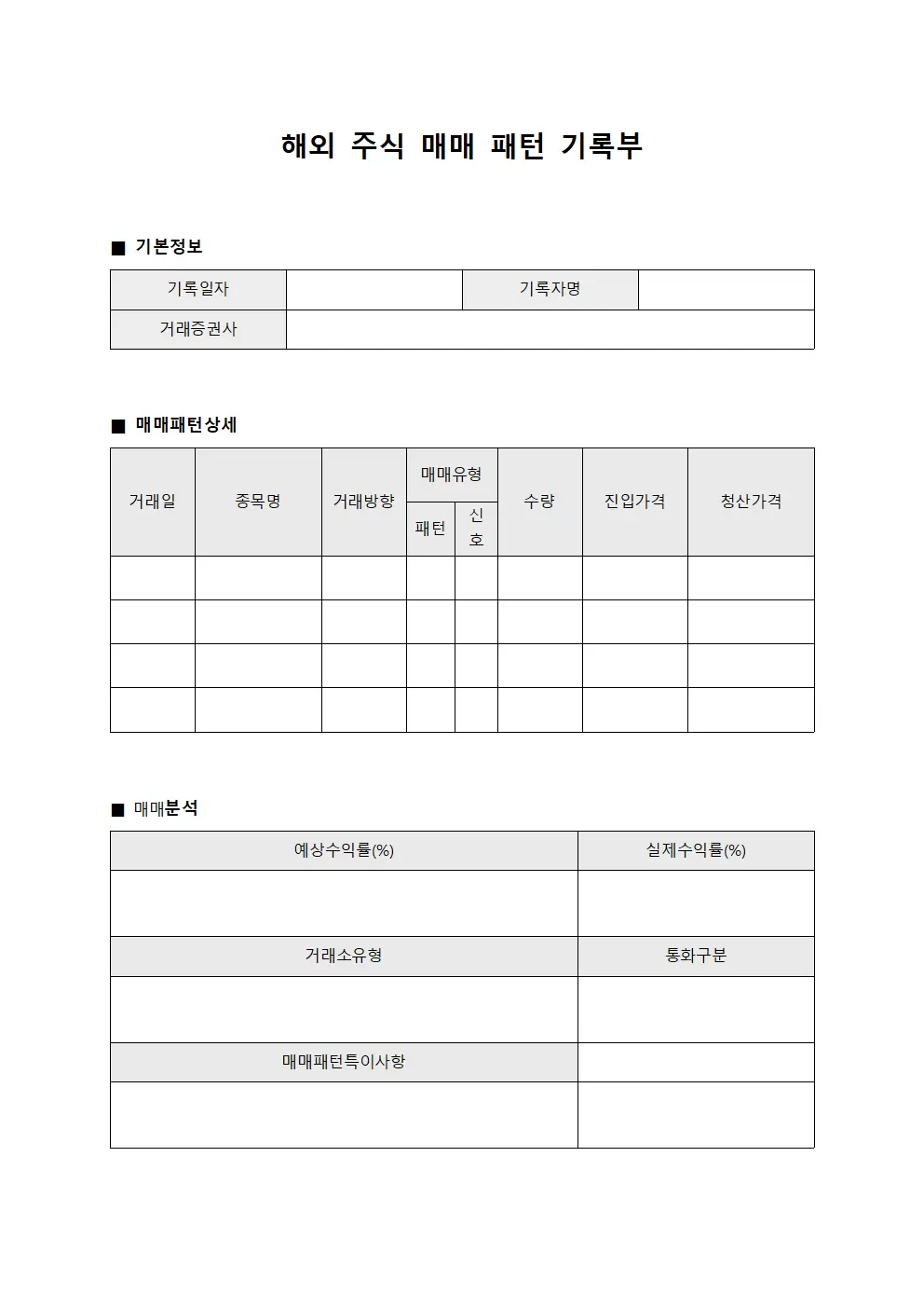 해외 주식 매매 패턴 기록부