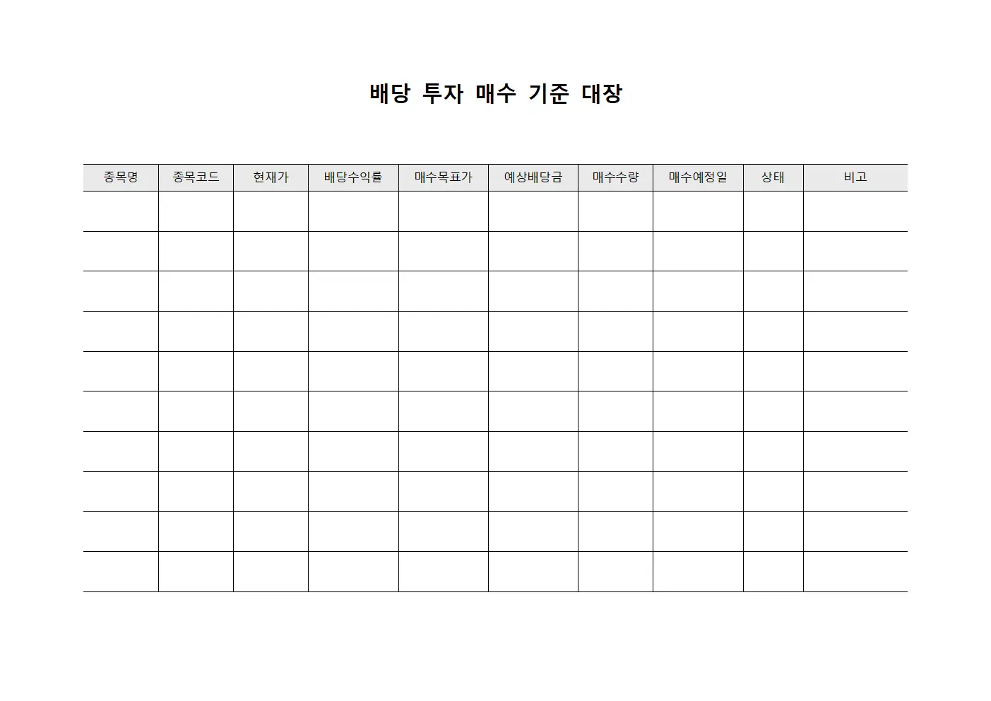 배당 투자 매수 기준 대장