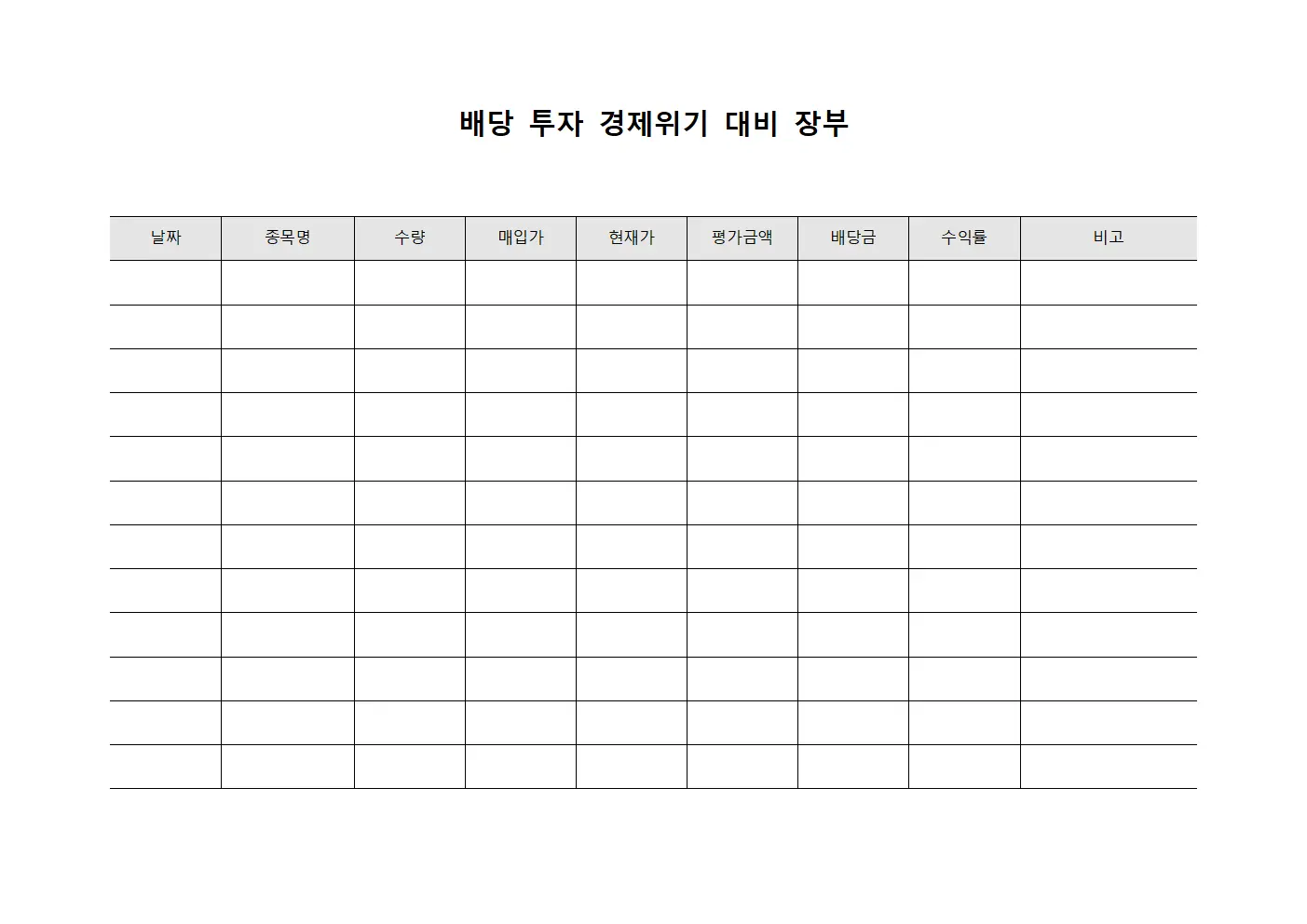 배당 투자 경제위기 대비 장부