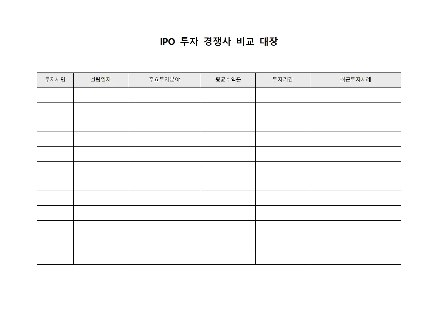 IPO 투자 경쟁사 비교 대장