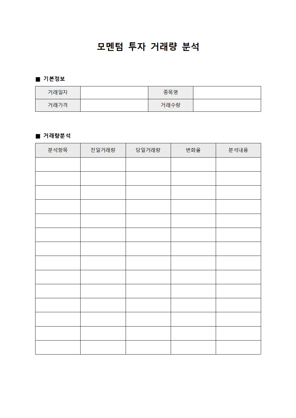 모멘텀 투자 거래량 분석