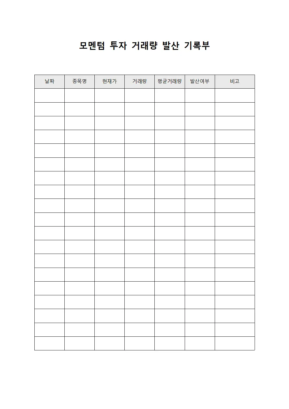 모멘텀 투자 거래량 발산 기록부