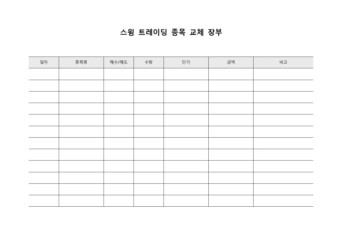스윙 트레이딩 종목 교체 장부