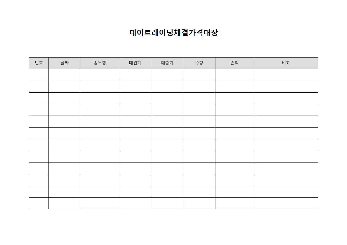 데이트레이딩체결가격대장