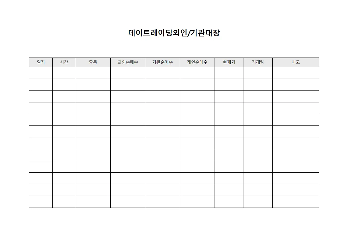 데이트레이딩외인/기관대장