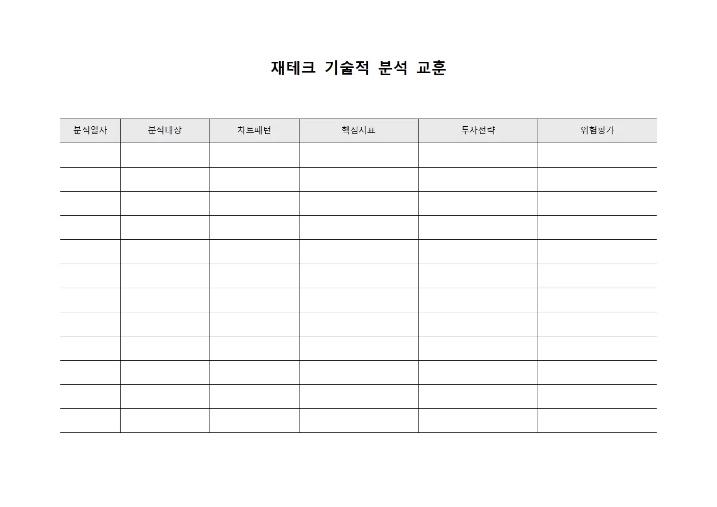 재테크 기술적 분석 교훈 양식문서