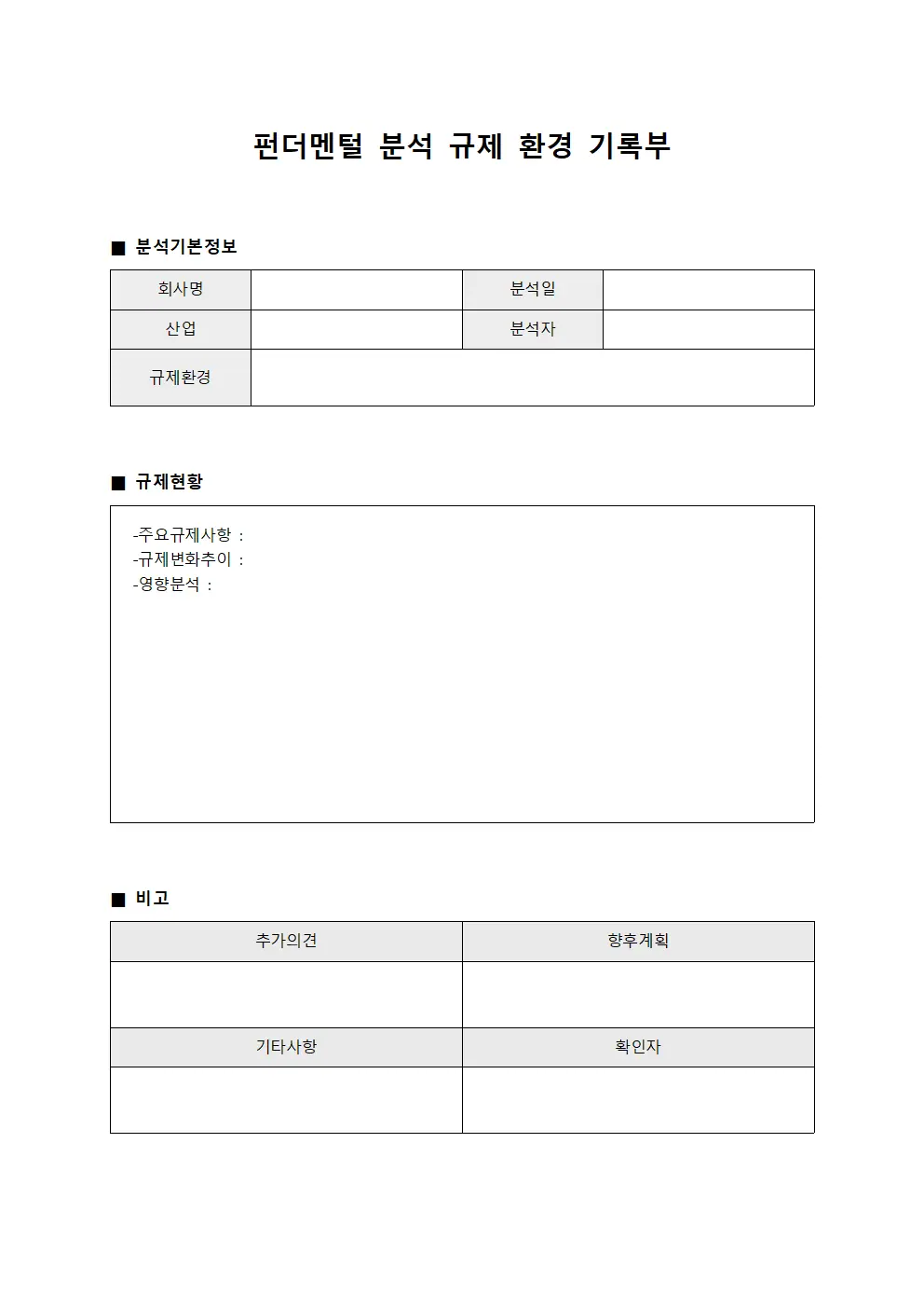 펀더멘털 분석 규제 환경 기록부
