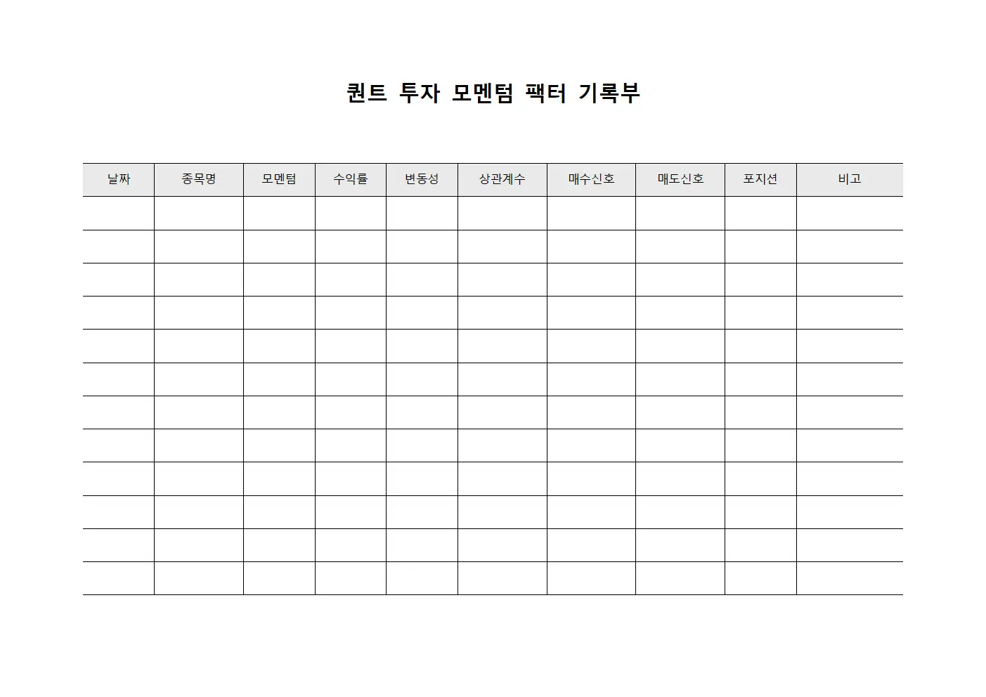 퀀트 투자 모멘텀 팩터 기록부