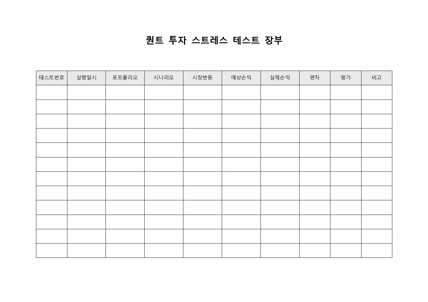 퀀트 투자 스트레스 테스트 장부