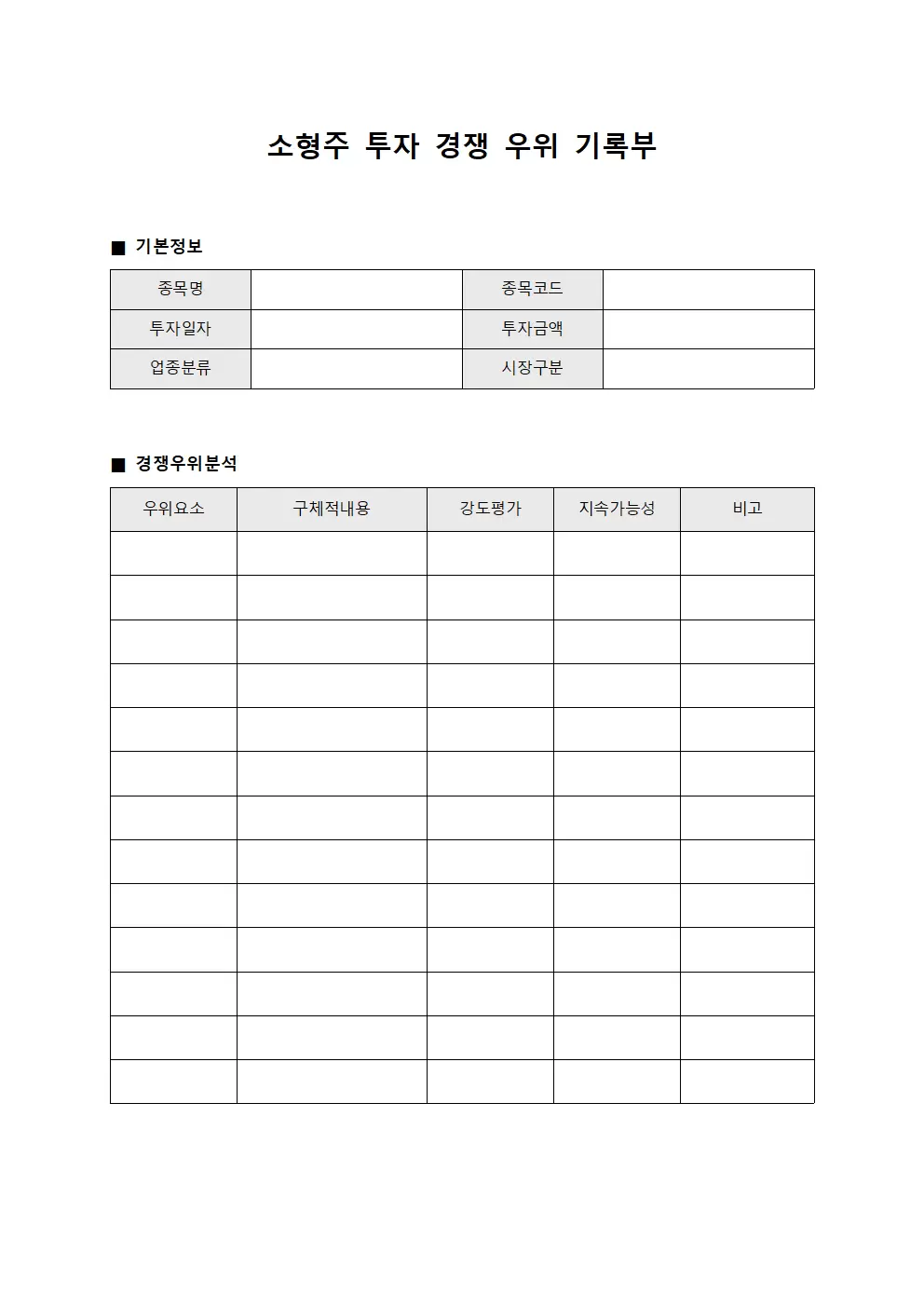 소형주 투자 경쟁 우위 기록부